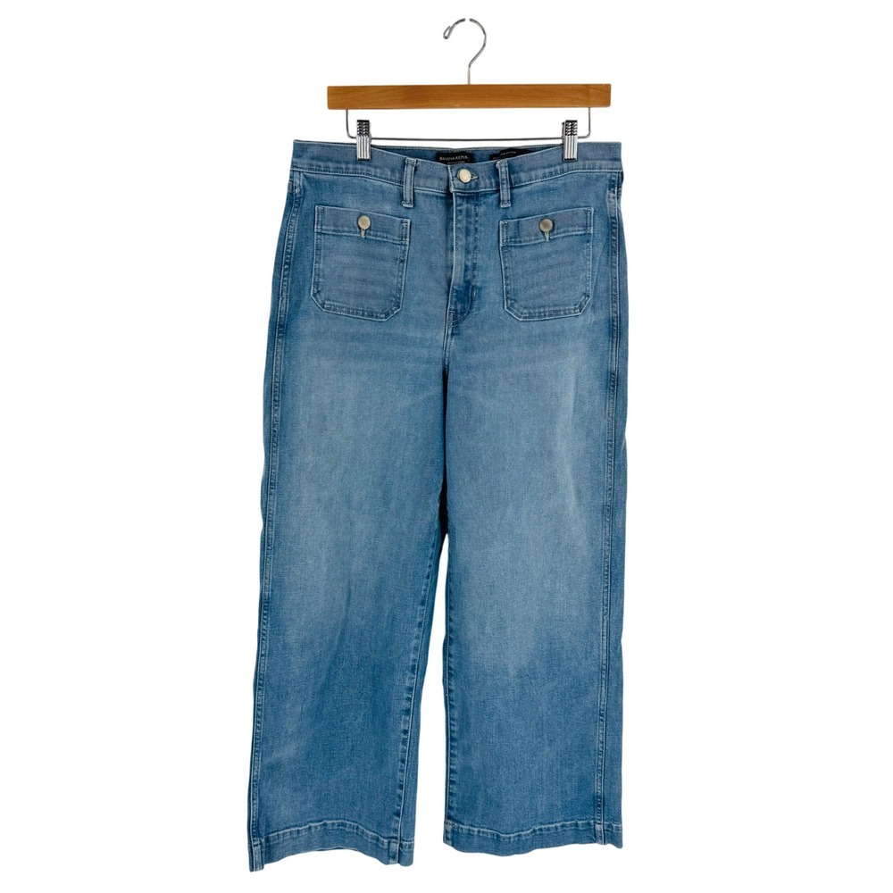 Banana Republic High-Rise Wide Leg Crop Jeans Patch Pocket Size 32 Long
